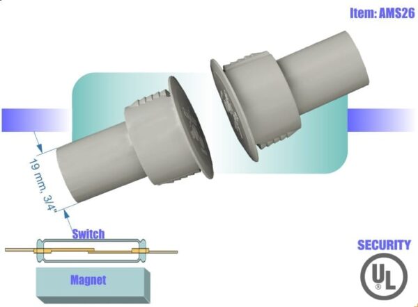 מפסק מגנטי לדלת פלדה AMS26 magnetic contact